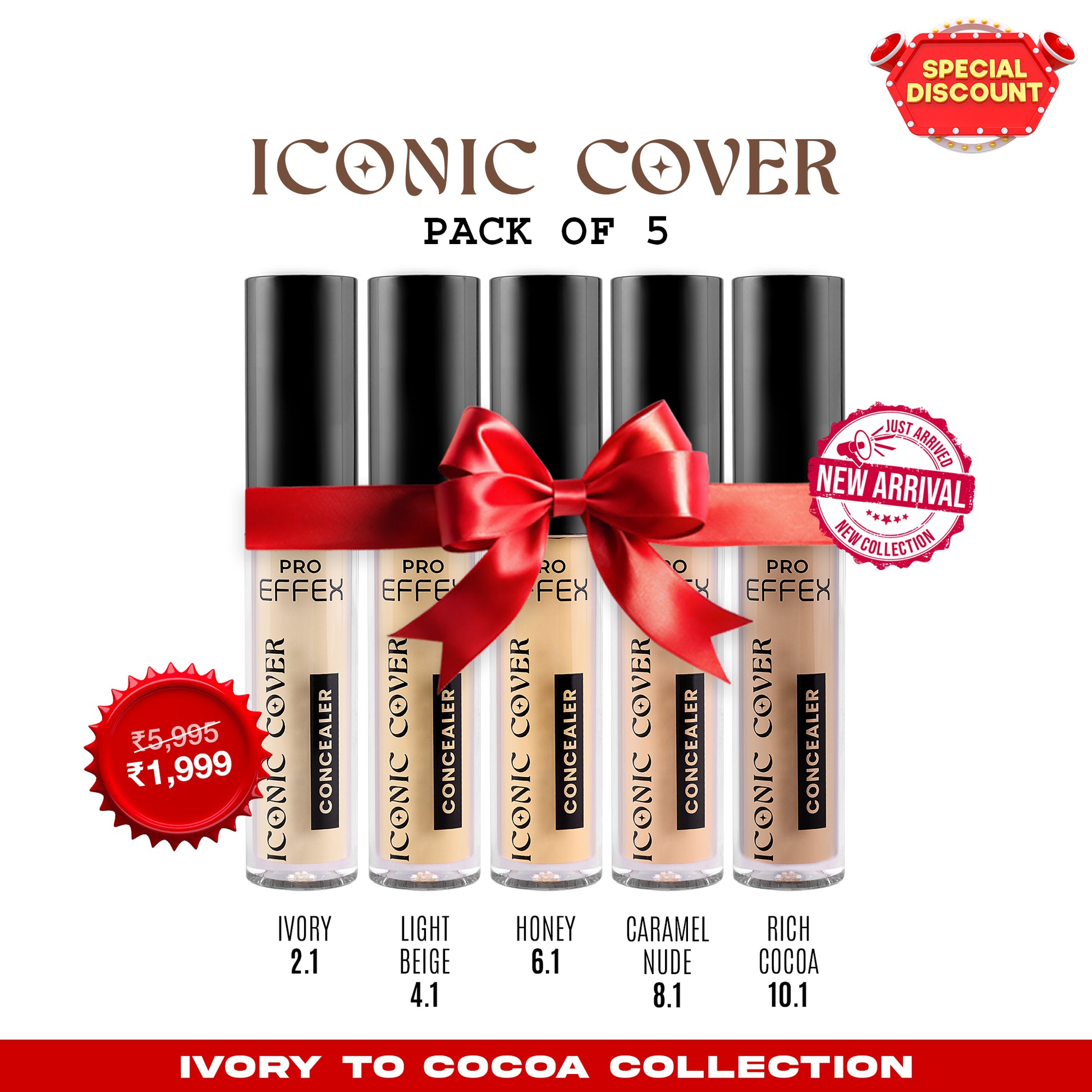 Full Coverage Concealer Pack of 5 - Ivory to Cocoa