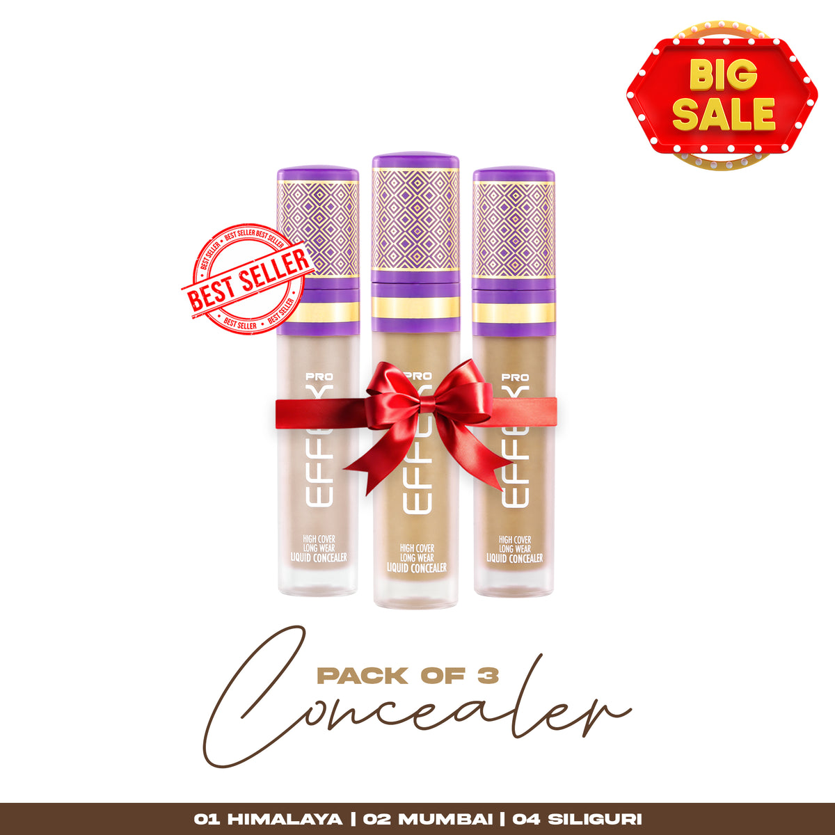 Pack of 3 - High Cover Liquid Concealer